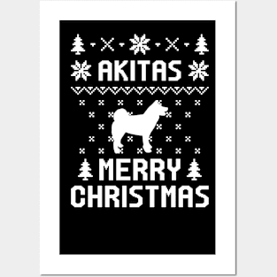 Akitas Ugly Christmas Sweater Vintage Gift For Akitas Dog Lovers Posters and Art